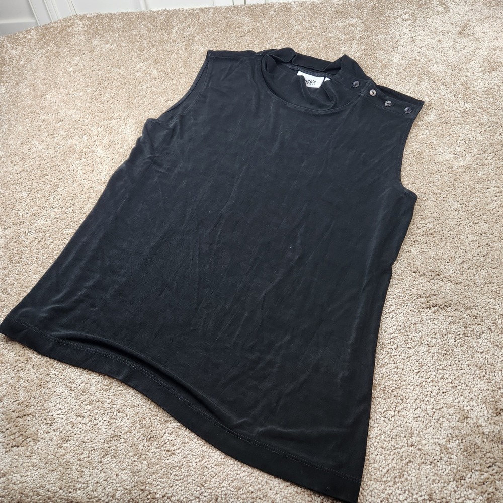 Chicos Travelers Black Mock‎ Neck Sleeveless Button Shoulder Top Size 3 XL